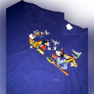 Disney Store Mickey Minnie Mouse and Friends V Neck Fleece Pullover XL Vintage